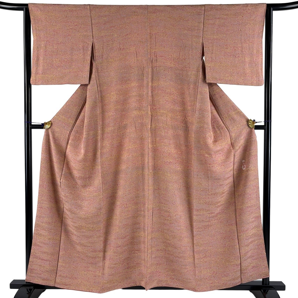 美品】 小紋 身丈155cm 裄丈62.5cm S 袷 幾何学模様 陶彩染 薄小豆