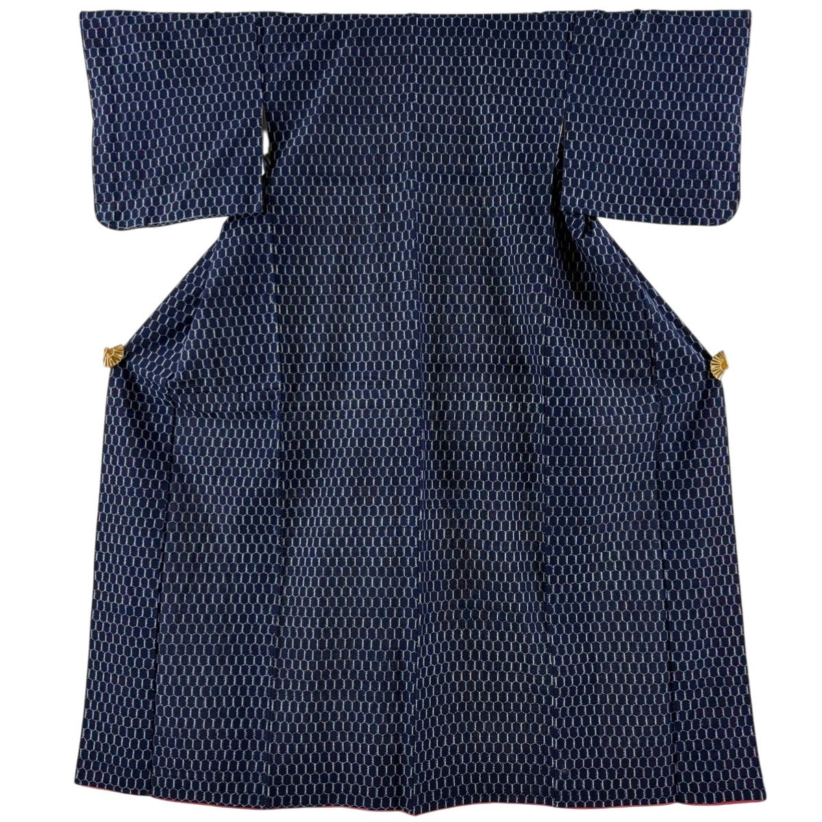 美品】 紬 身丈157cm 裄丈63.5cm S 薄物 夏紬 バチ衿 縦縞 紺色 正絹