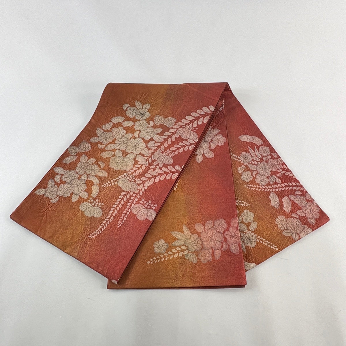 袋帯 六通 茶地 辻ヶ花 正絹 美品】 袋帯 秀品 辻が花柄 金彩 赤茶 お太鼓柄 正絹｜中古・古着