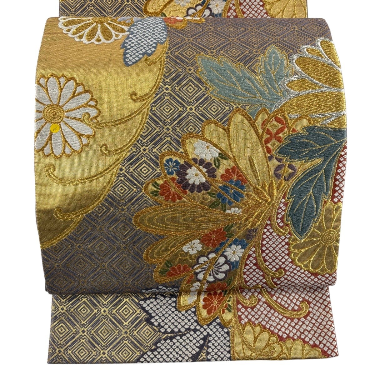 袋帯 秀品 桜 入子菱 金銀糸 箔 金色 六通 正絹｜中古・古着