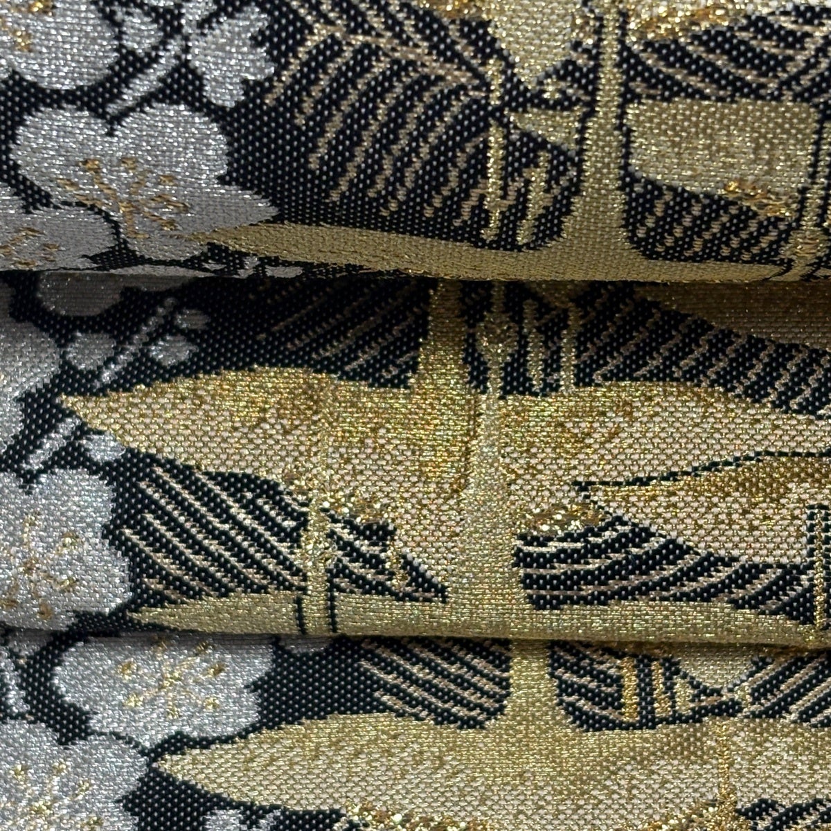 美品】 袋帯 逸品 落款あり 篠屋宗兵衛 鶴 松梅 金銀糸 箔 墨色 六通
