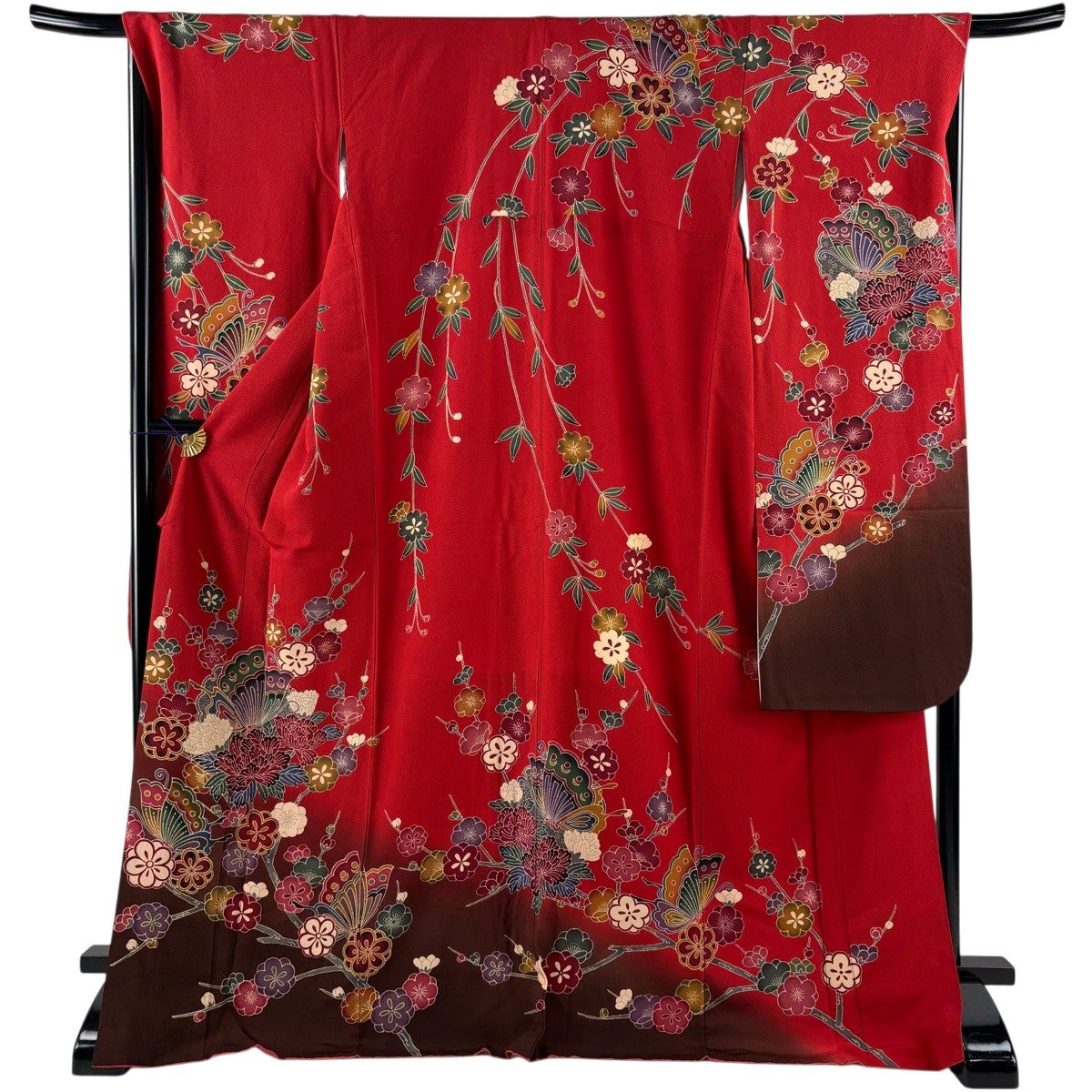 美品】 振袖 身丈168.5cm 裄丈69.5cm L 袷 山本寛斎 落款あり 蝶 菊