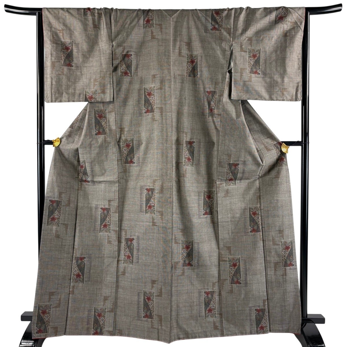 美品】 紬 身丈162cm 裄丈66cm M 袷 縦縞 灰茶 正絹 秀品｜中古・古着
