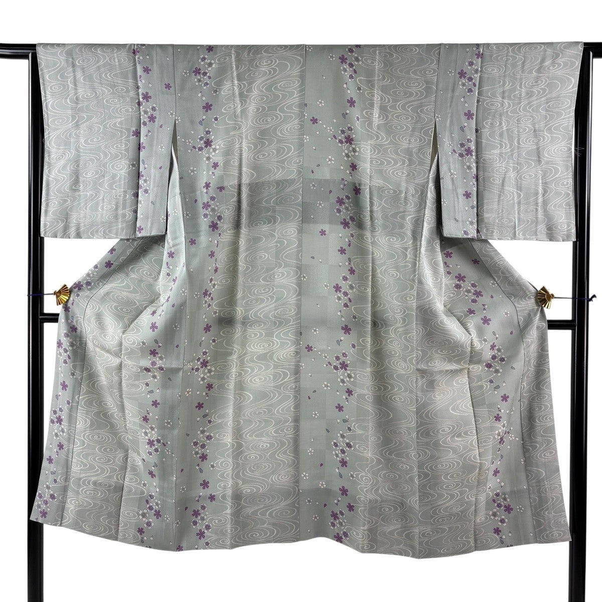 長襦袢 身丈132cm 裄丈67cm M 市松 桜 薄紫 正絹 秀品｜中古・古着