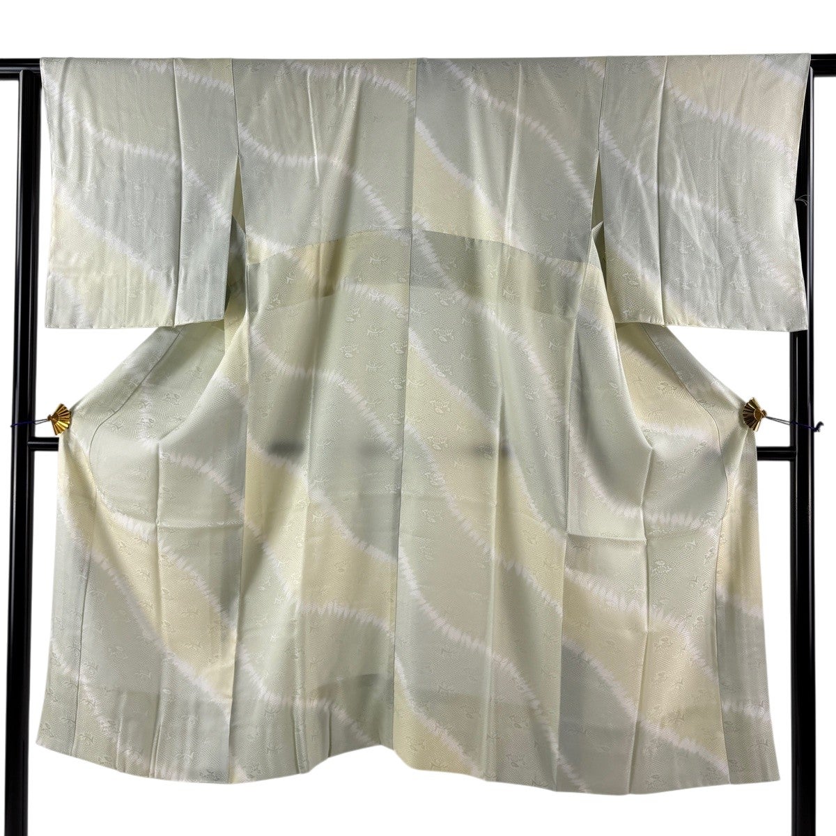 美品】 長襦袢 身丈124cm 裄丈65cm M ほていや 地紋 薄緑 正絹 秀品