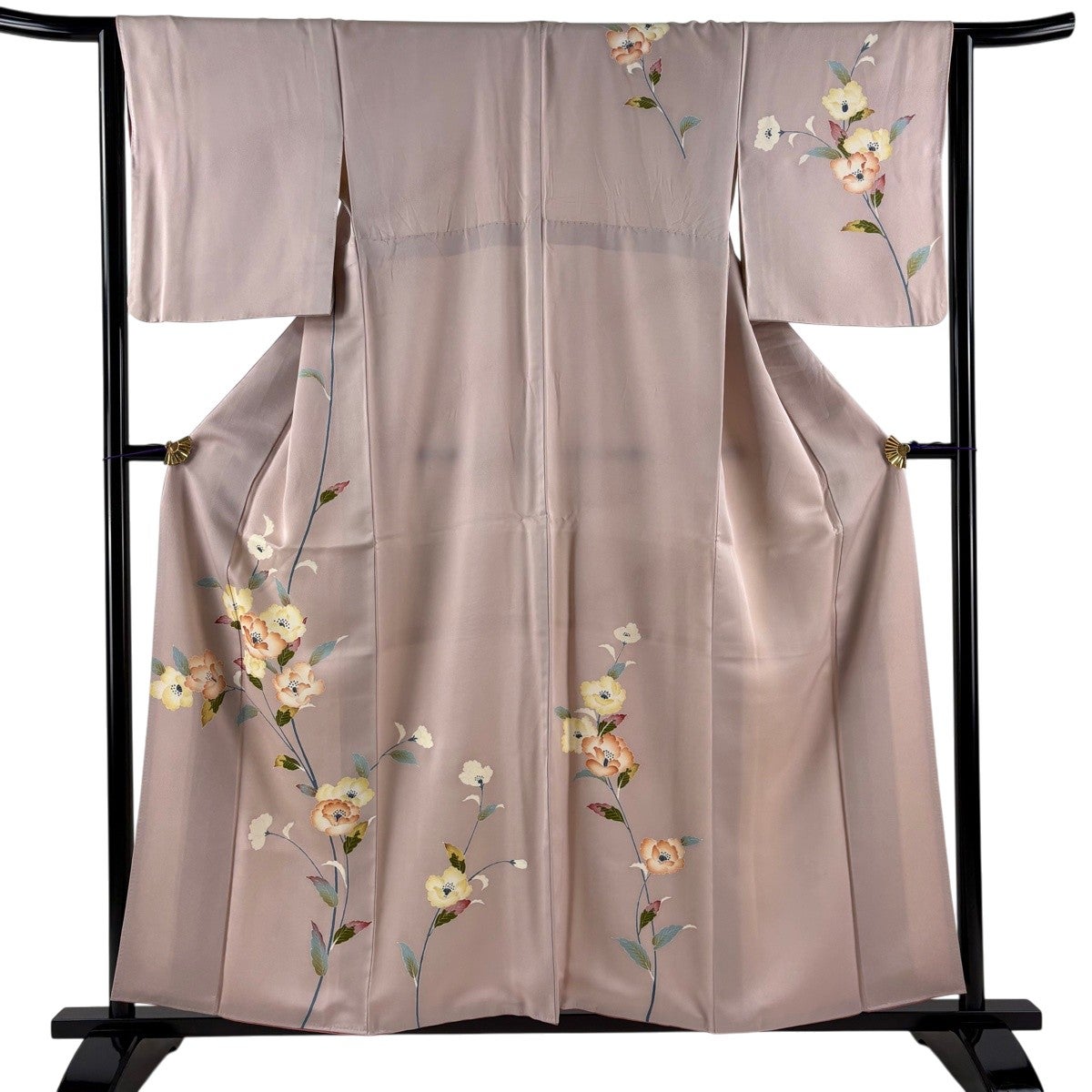 付下げ 身丈157cm 裄丈63cm S 袷 桜 笹 金彩 染め分け 紫 正絹 秀品