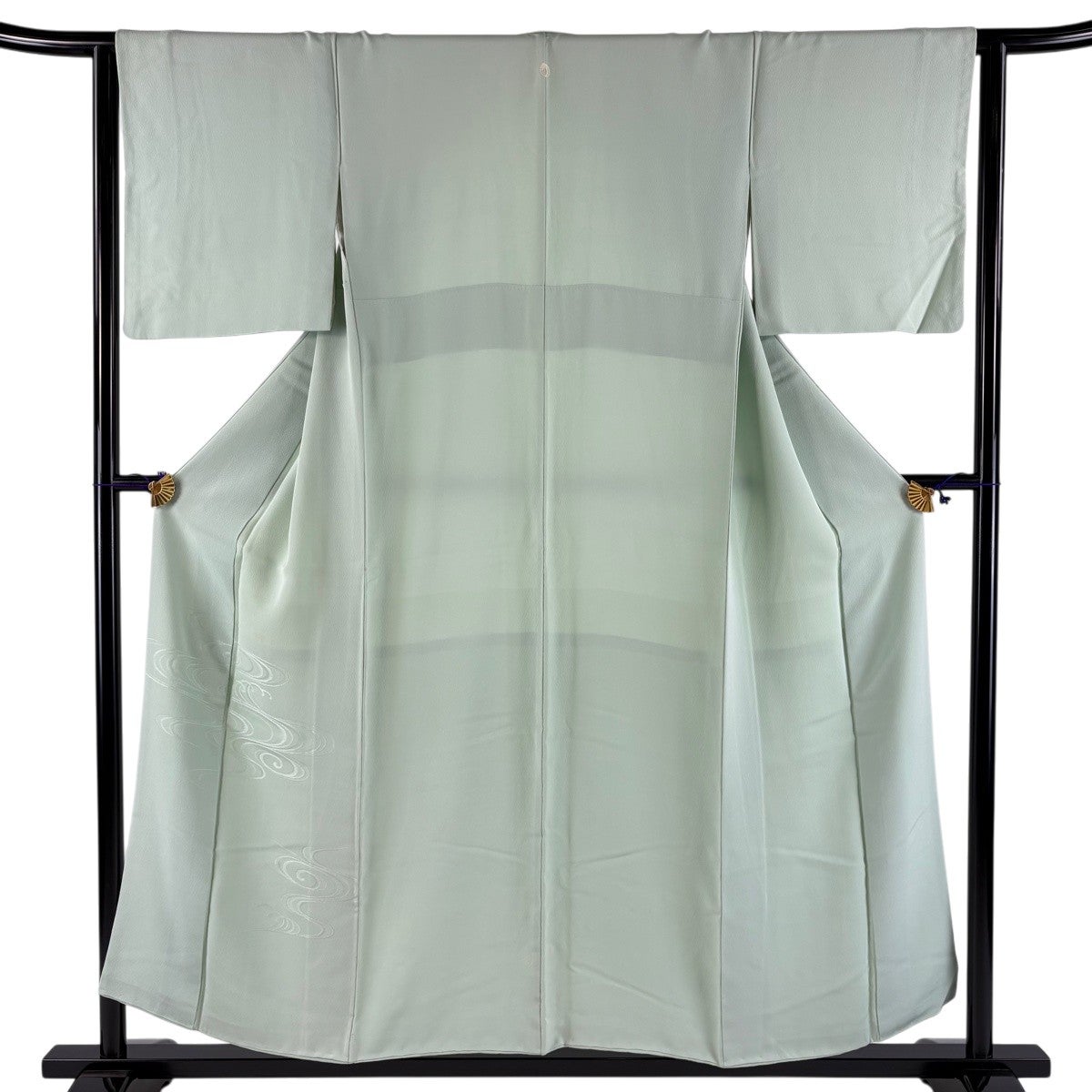 色無地 身丈162.5cm 裄丈67cm M 袷 薄緑 正絹 優品 一つ紋｜中古・古着