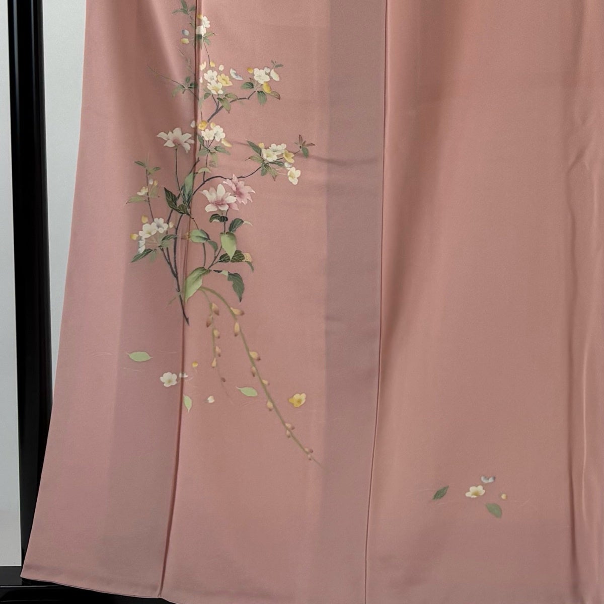 付下げ 身丈158cm 裄丈63cm S 袷 枝花 ピンク 正絹 秀品｜中古・古着