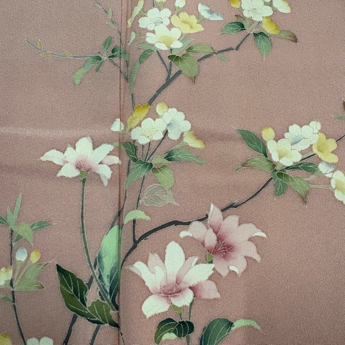 付下げ 身丈158cm 裄丈63cm S 袷 枝花 ピンク 正絹 秀品｜中古・古着