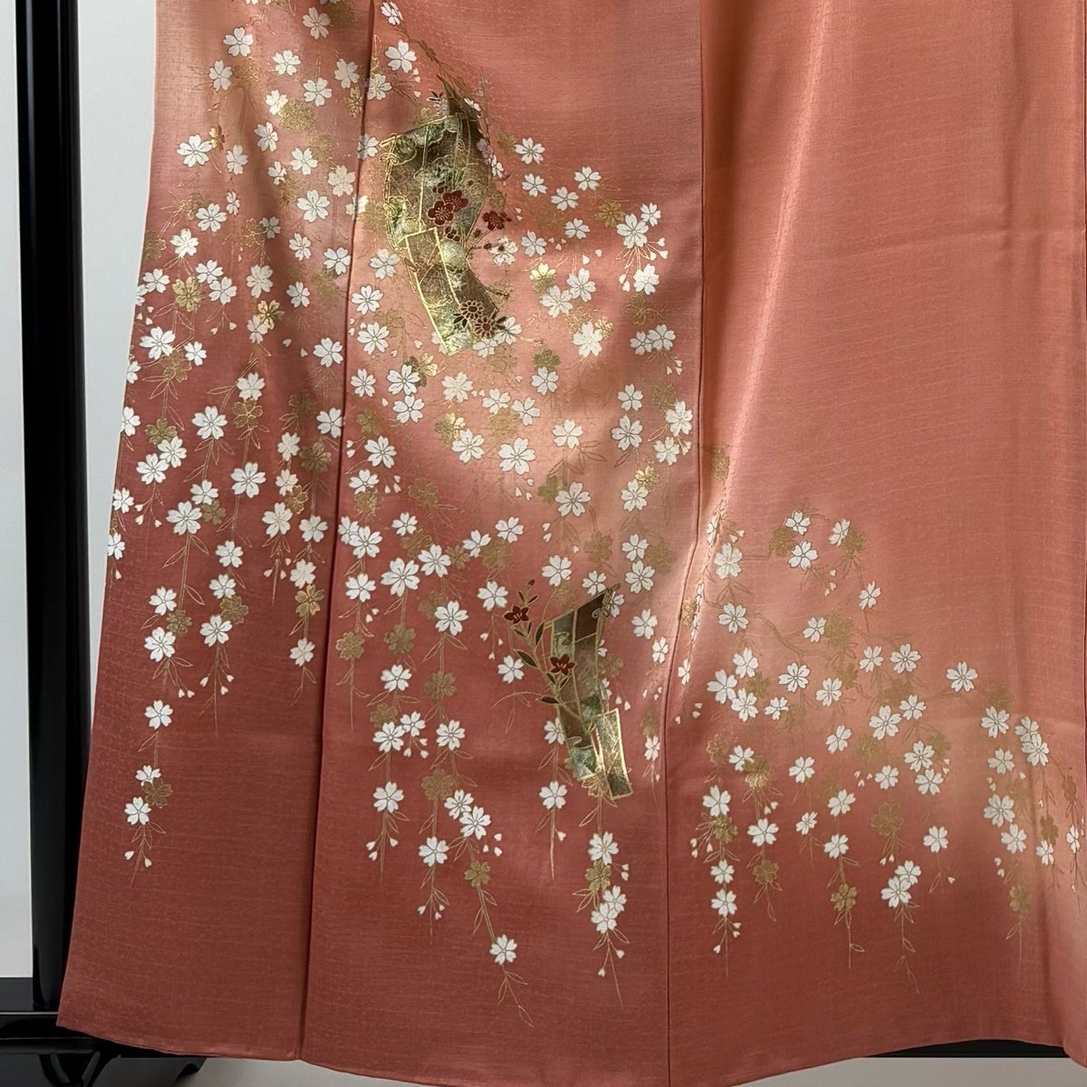 訪問着 身丈159.5cm 裄丈62.5cm S 袷 几帳 枝垂桜 金彩 ぼかし