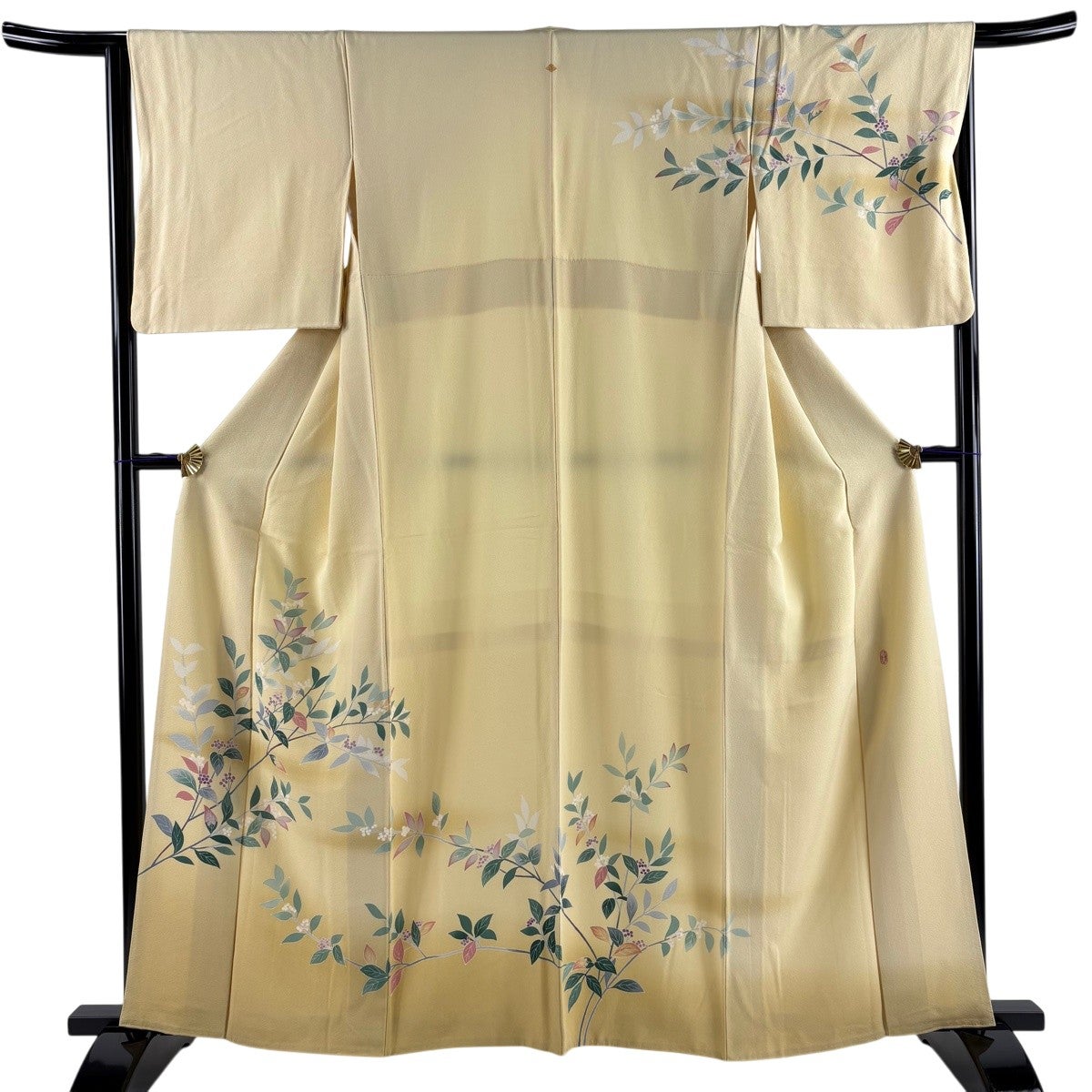 【上質付け下げ】モダン抽象柄／美品／身丈160・裄67／落ち着きある一枚 美品】 訪問着 身丈160cm 裄丈64cm M 袷 落款あり 葉と実 染め分け