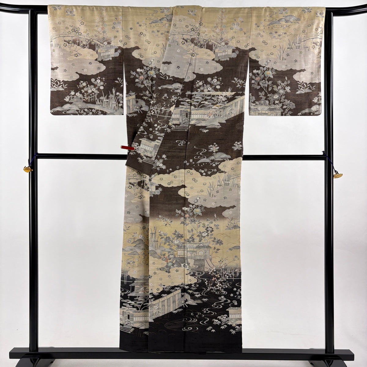 美品】 訪問着 身丈153.5cm 裄丈63cm S 袷 しょうざん 生紬 証紙あり
