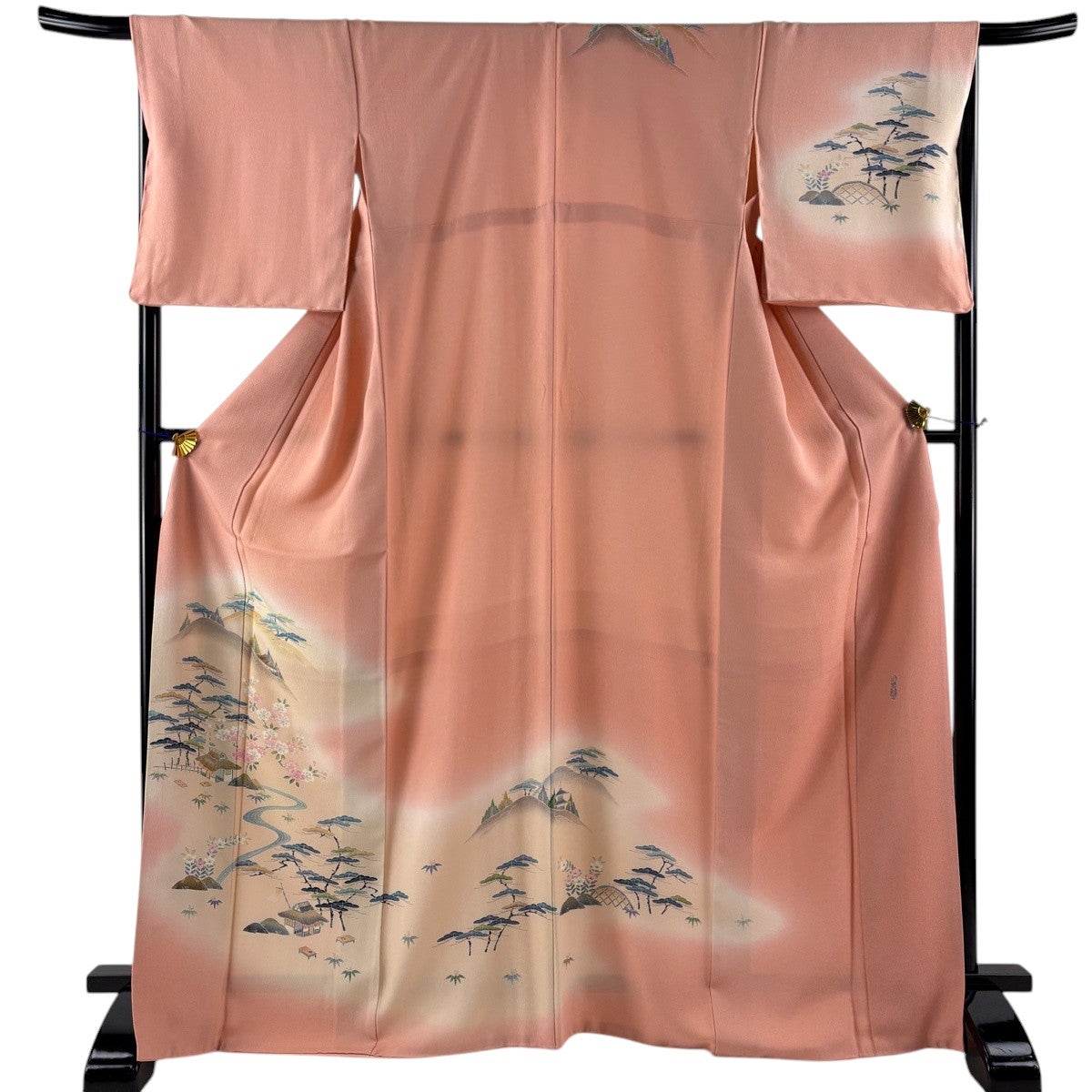 美品】 訪問着 身丈170cm 裄丈67.5cm L 袷 上野街子 清染居 落款あり