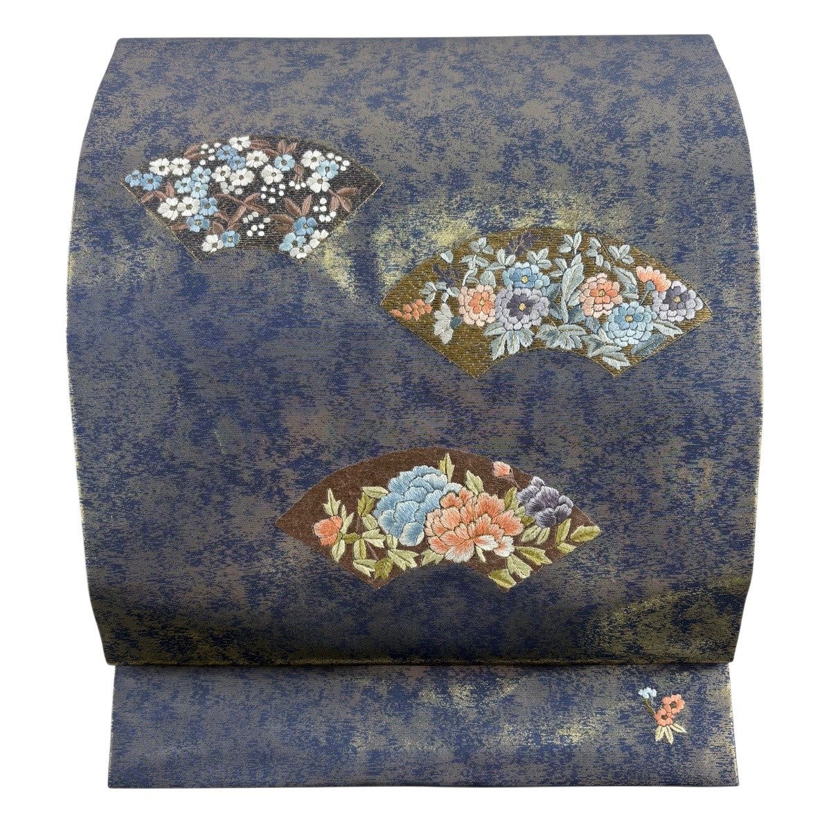 名古屋帯 優品 扇 草花 銀糸 ベージュ 正絹｜中古・古着・リサイクル
