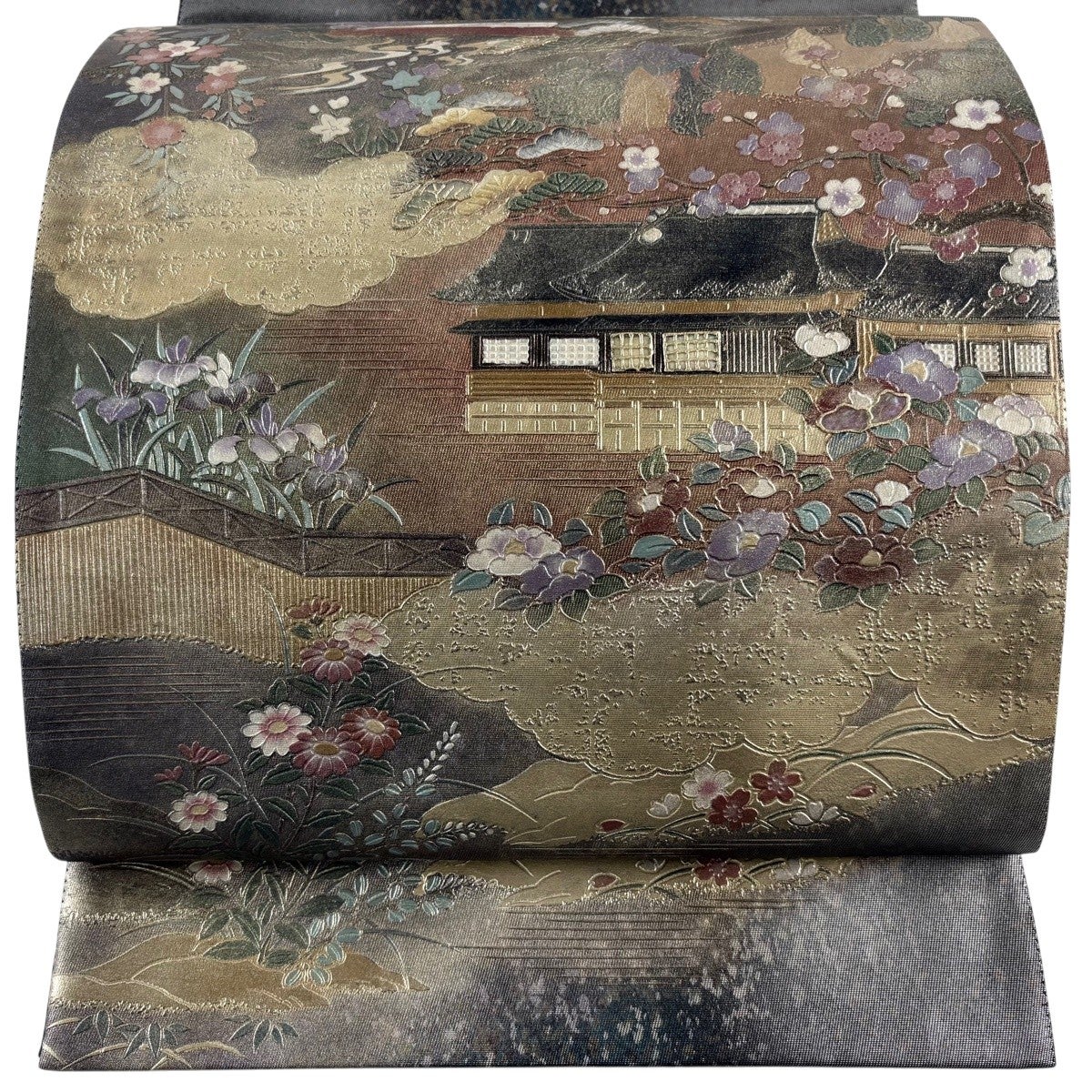 袋帯 秀品 華文 鳳凰 箔 金彩 金色 お太鼓柄 正絹｜中古・古着