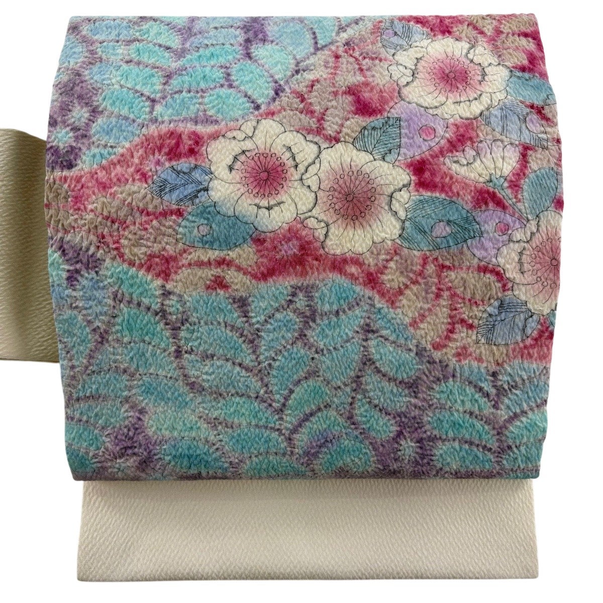 美品】 名古屋帯 逸品 大脇一心 落款あり 辻が花 朱色 正絹｜中古