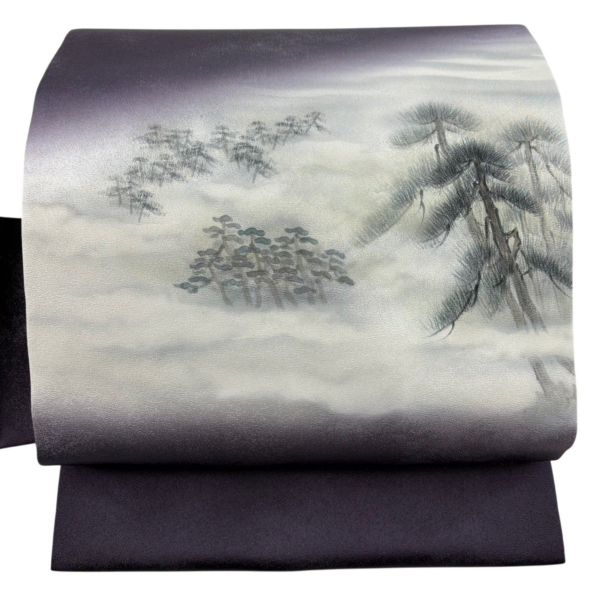 美品】 名古屋帯 秀品 八寸名古屋帯 草花 ヱ霞 金銀糸 箔 焦茶色 正絹