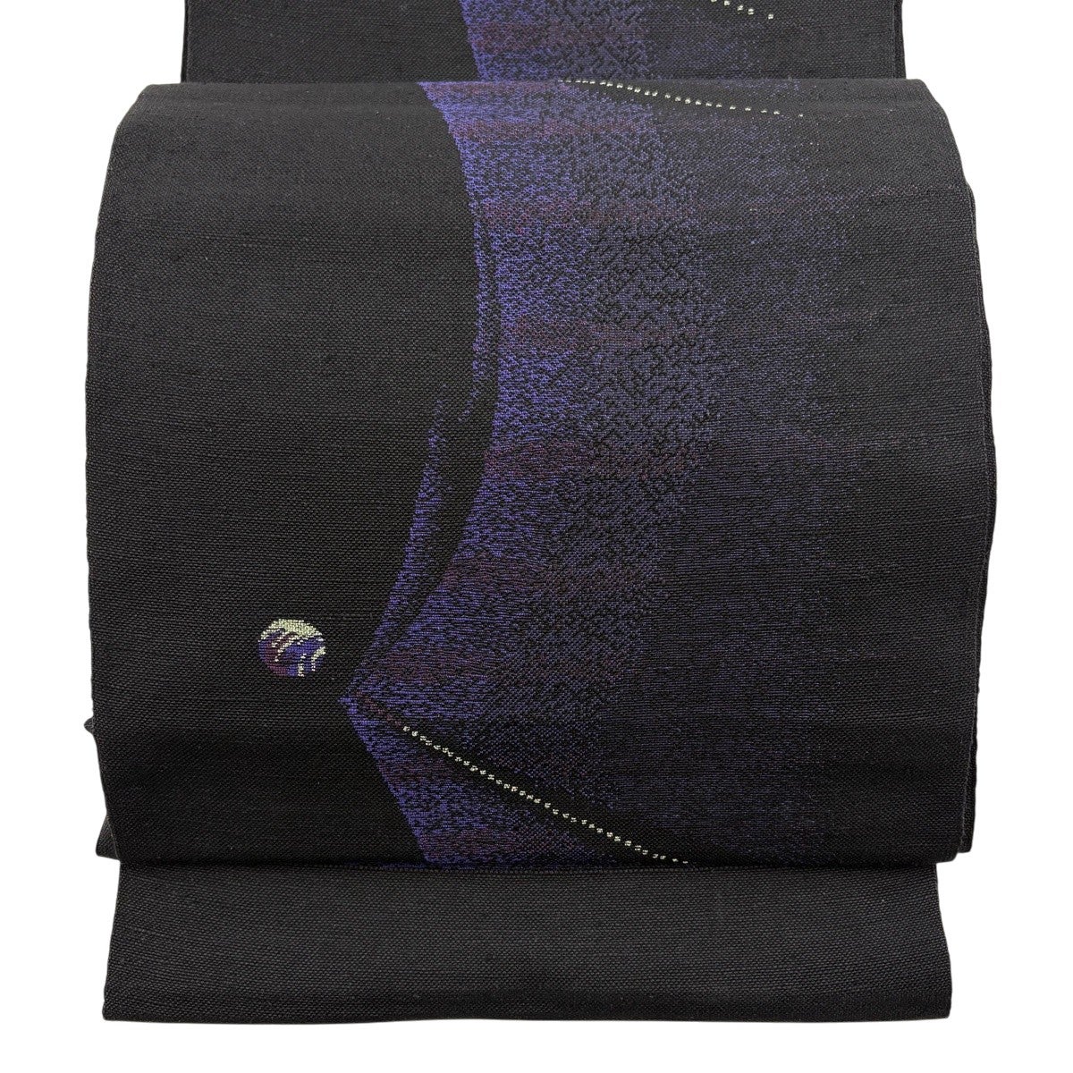 美品】 名古屋帯 秀品 坂東紬地 八寸名古屋帯 幾何学模様 箔 黒 正絹