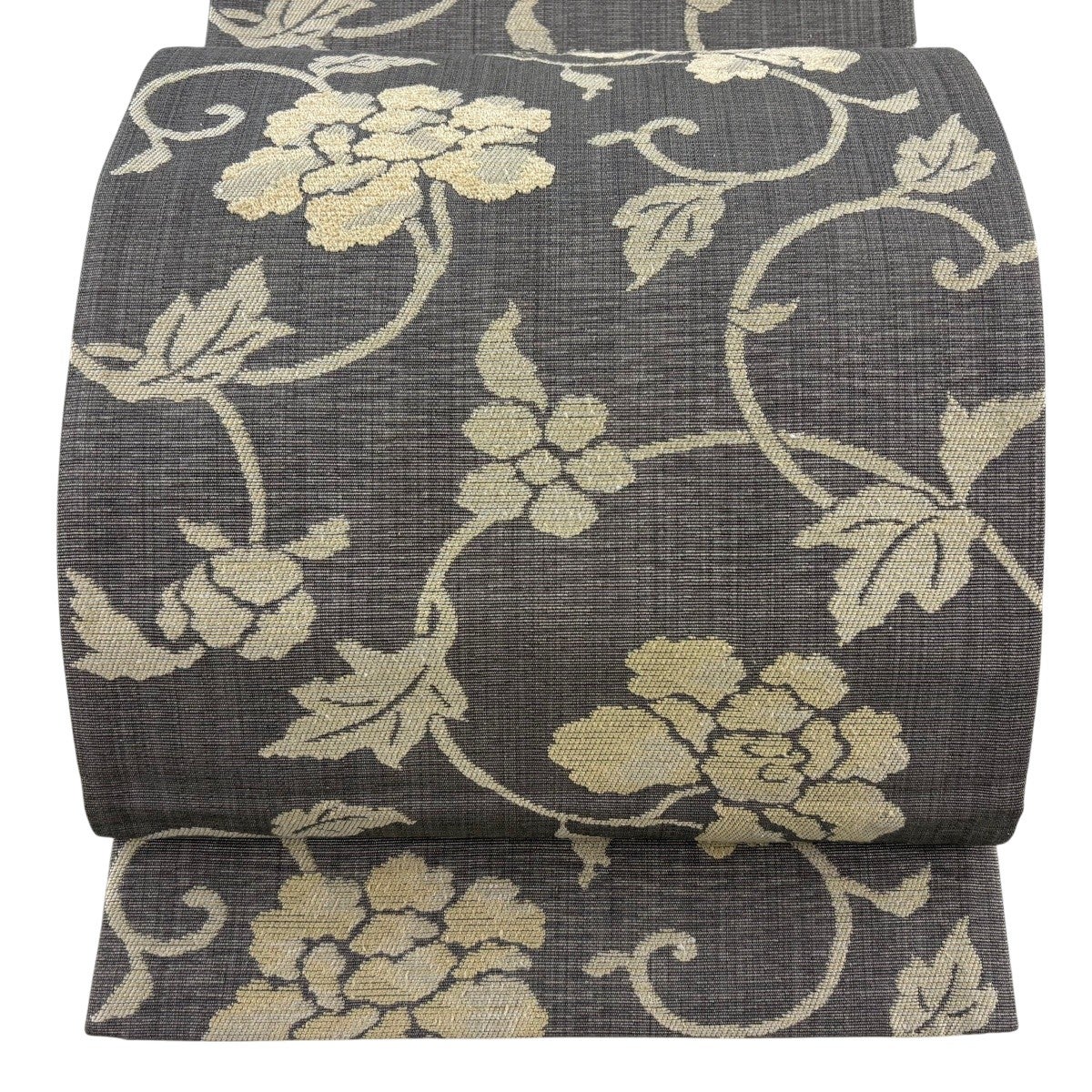 袋名古屋帯 美品 秀品 美保姿 葡萄唐草 鳥 灰色 正絹｜中古・古着