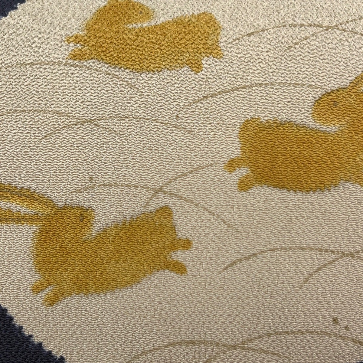 美品】 名古屋帯 名品 うさぎ 芝 金彩 縮緬 墨色 正絹｜中古・古着