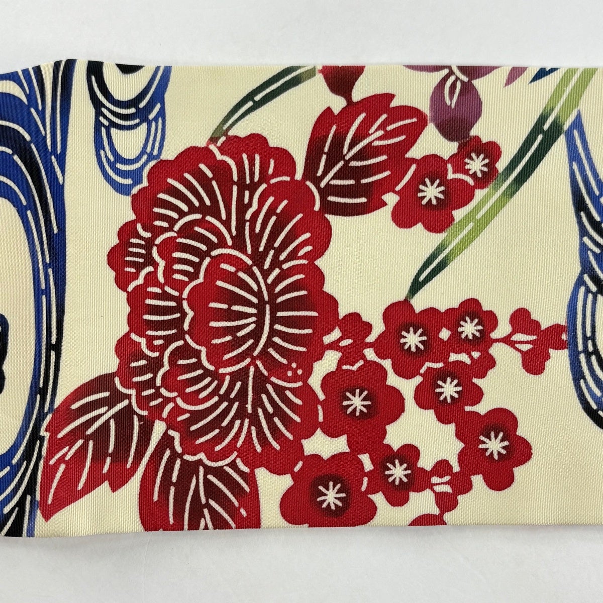 名古屋帯 秀品 草花 観世水 赤茶 正絹｜中古・古着・リサイクル着物