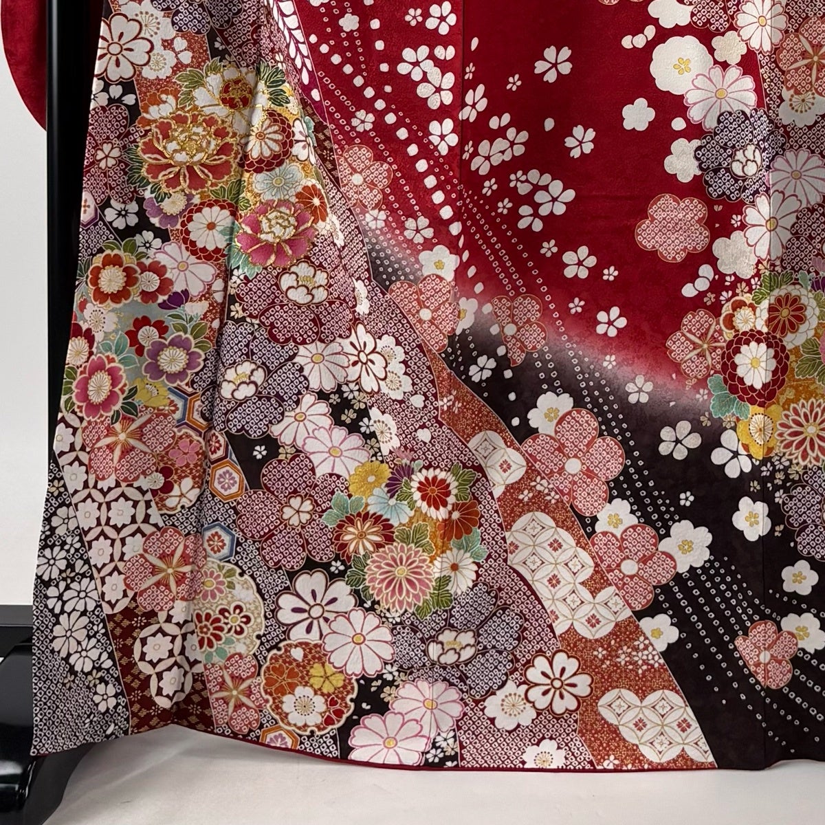 美品】 振袖 身丈167cm 裄丈70cm L 袷 袋帯フルセット 牡丹 桜 金糸