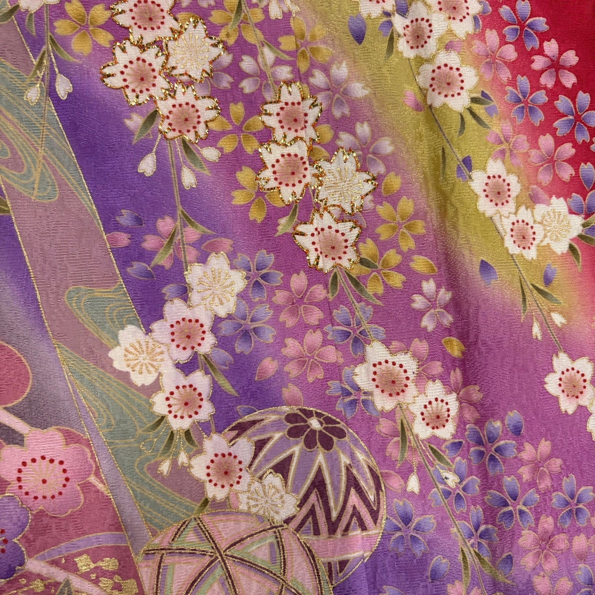 美品】 振袖 身丈168.5cm 裄丈68cm L 袷 袋帯フルセット やまと 桜
