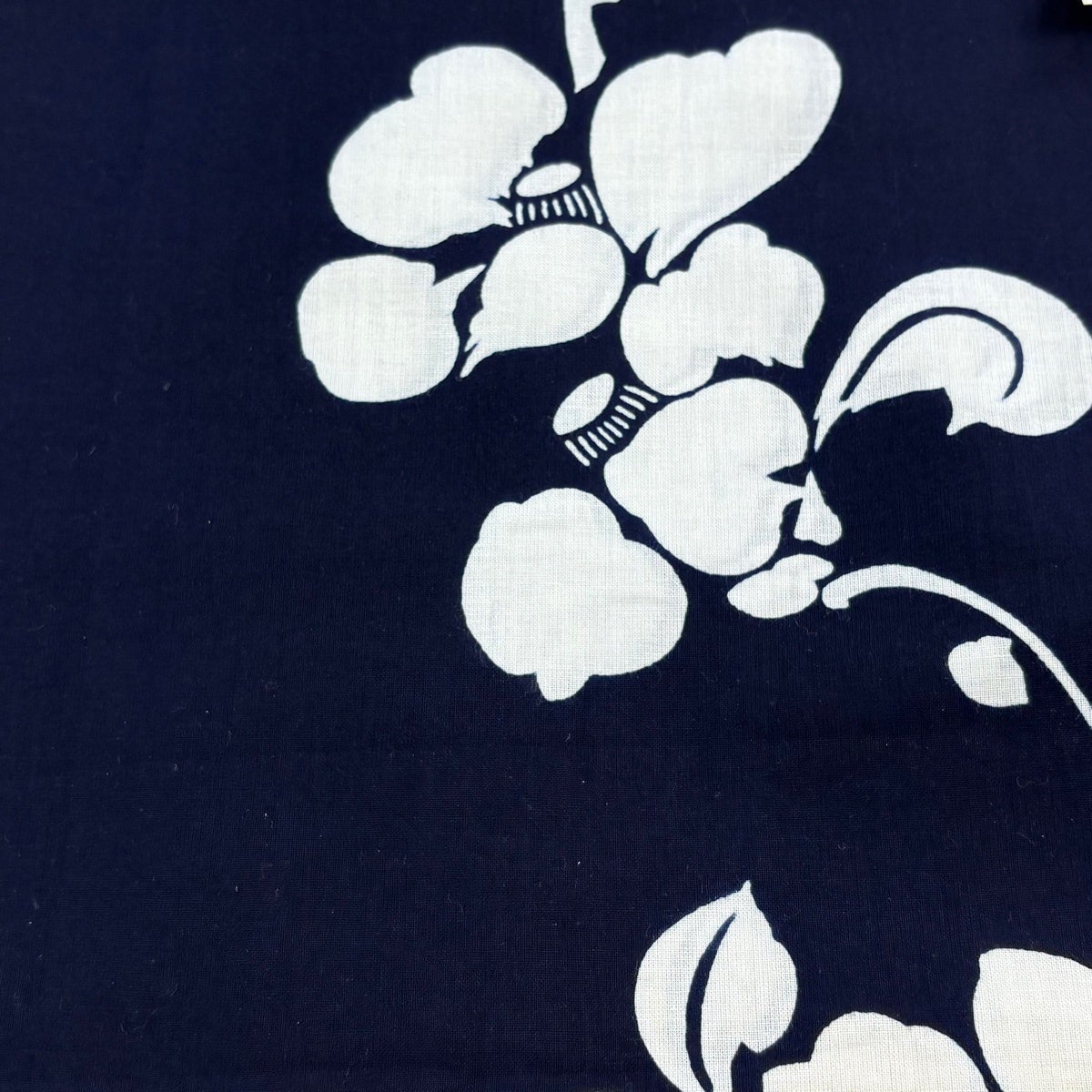反物 優品 浴衣 椿 紺色 綿｜中古・古着・リサイクル着物通販