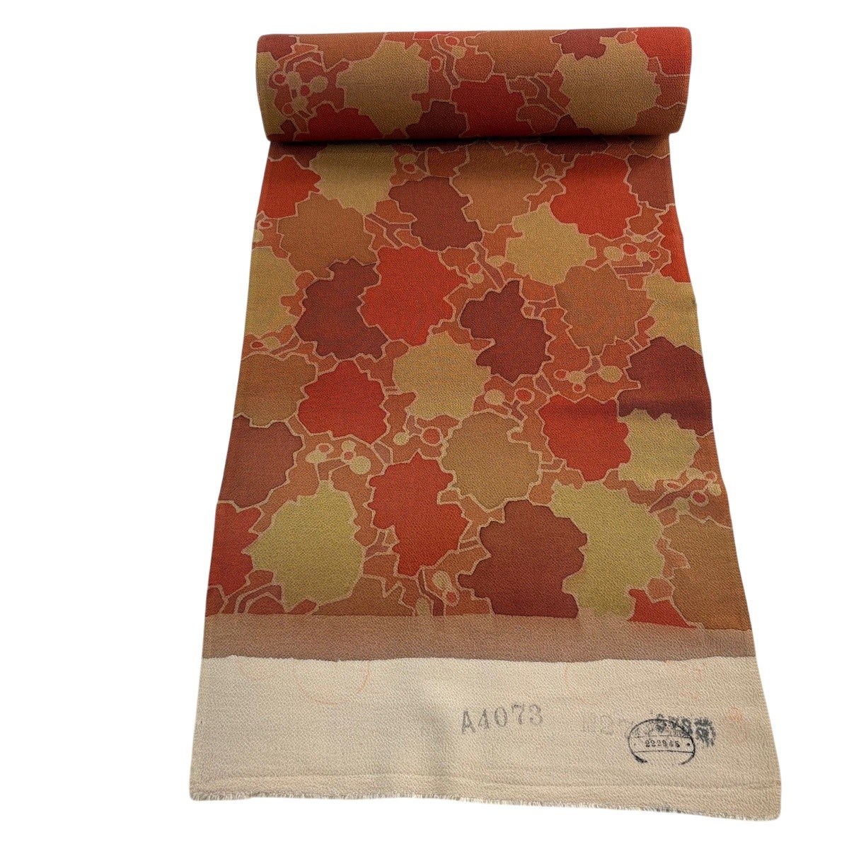 反物 秀品 小紋 落款有 花 薄小豆 正絹｜中古・古着・リサイクル着物