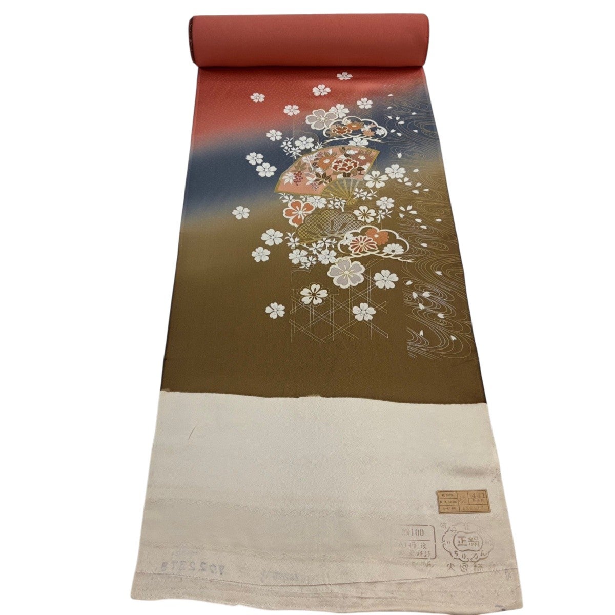 反物 秀品 付下げ 松皮菱 銀彩 ぼかし ピンク 正絹｜中古・古着