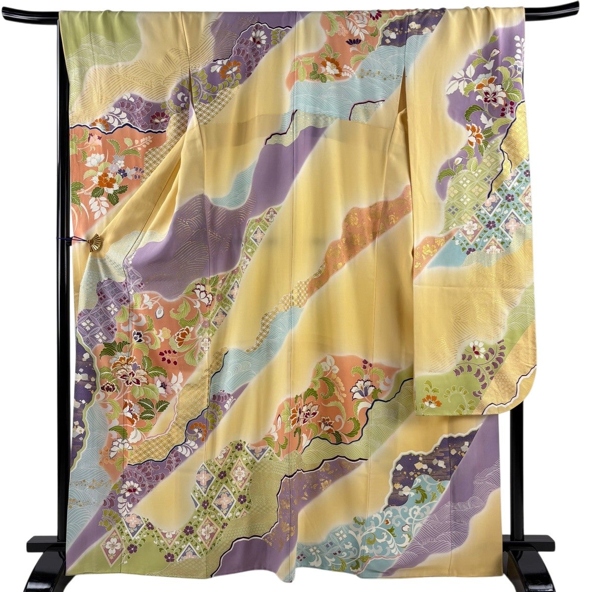 振袖 身丈177cm 裄丈71.5cm L 袷 橘花 松竹梅 金糸 金彩 赤 正絹 名品