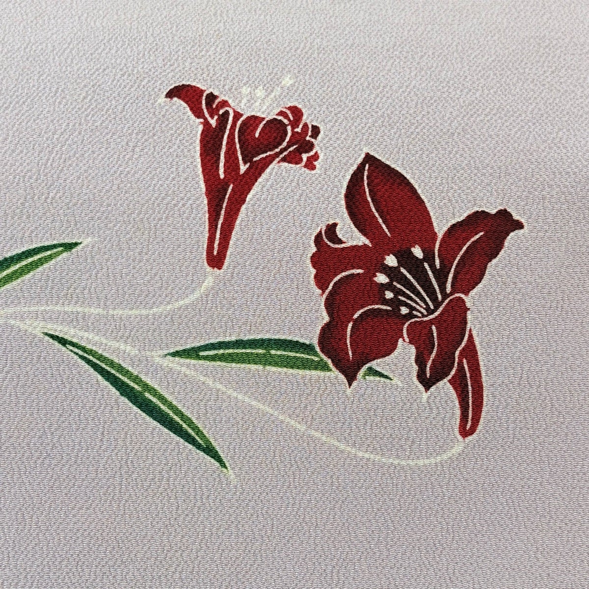 最終価格】 70%OFF 名古屋帯 逸品 栗山吉三郎 落款あり 百合 縮緬 薄紫