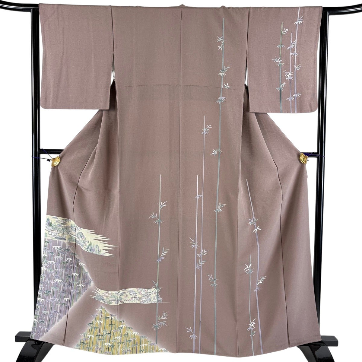 美品】 訪問着 身丈160.5cm 裄丈63cm S 袷 落款あり 蔦 葉と実 箔