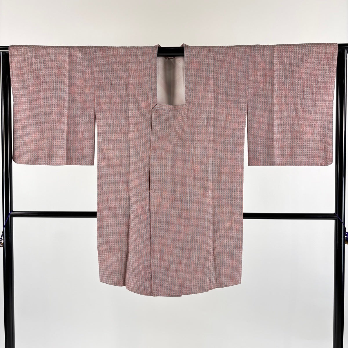道行 身丈94cm 裄丈65cm M 和装コート 角衿 縦縞 幾何学 ぼかし 薄小豆