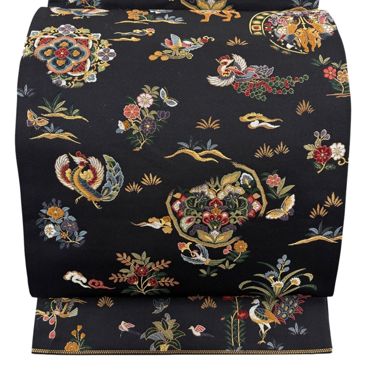 70%OFF 袋帯 秀品 泥染 霞 金糸 黒 六通 正絹 K70｜中古・古着