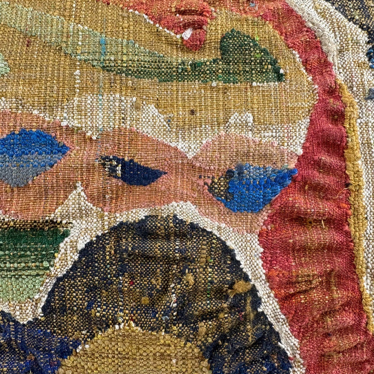美品】 名古屋帯 優品 松葉仕立て 八寸名古屋帯 紬地 幾何学 薄茶色