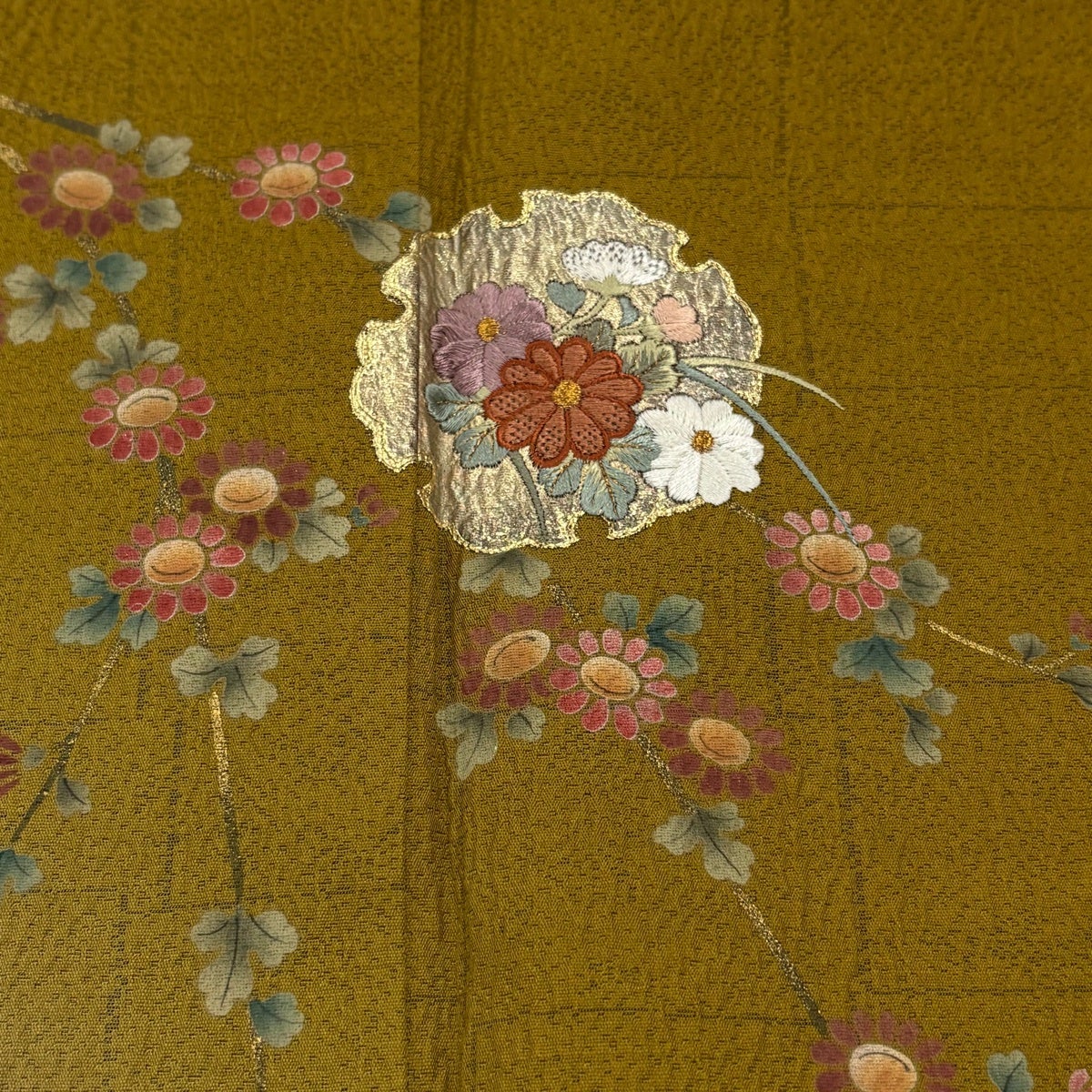 美品】 付下げ 身丈164cm 裄丈63.5cm S 袷 やまと 雪輪 枝花 金銀彩