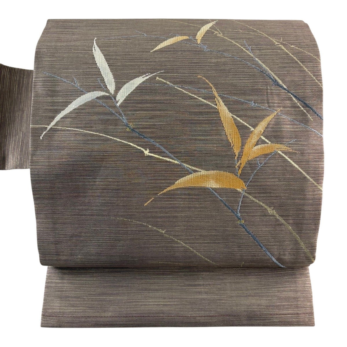 美品】 袋帯 秀品 扇面 秋草 箔 金糸 薄小豆 六通 正絹｜中古・古着