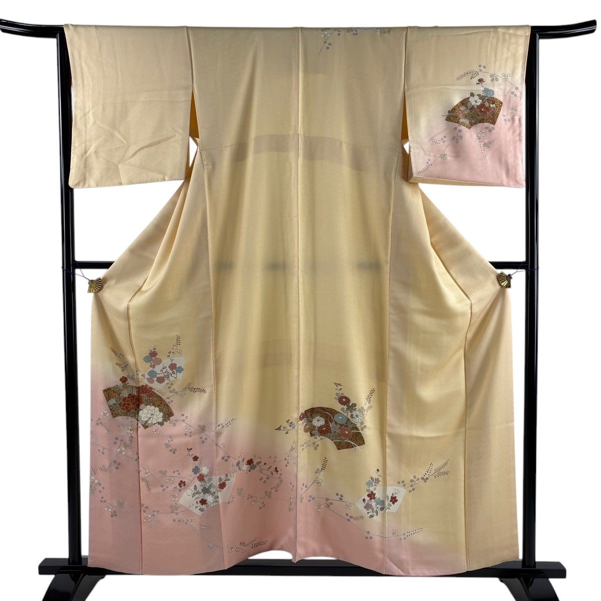 訪問着 身丈157.5cm 裄丈64cm M 袷 扇面 牡丹 金彩 染め分け 薄