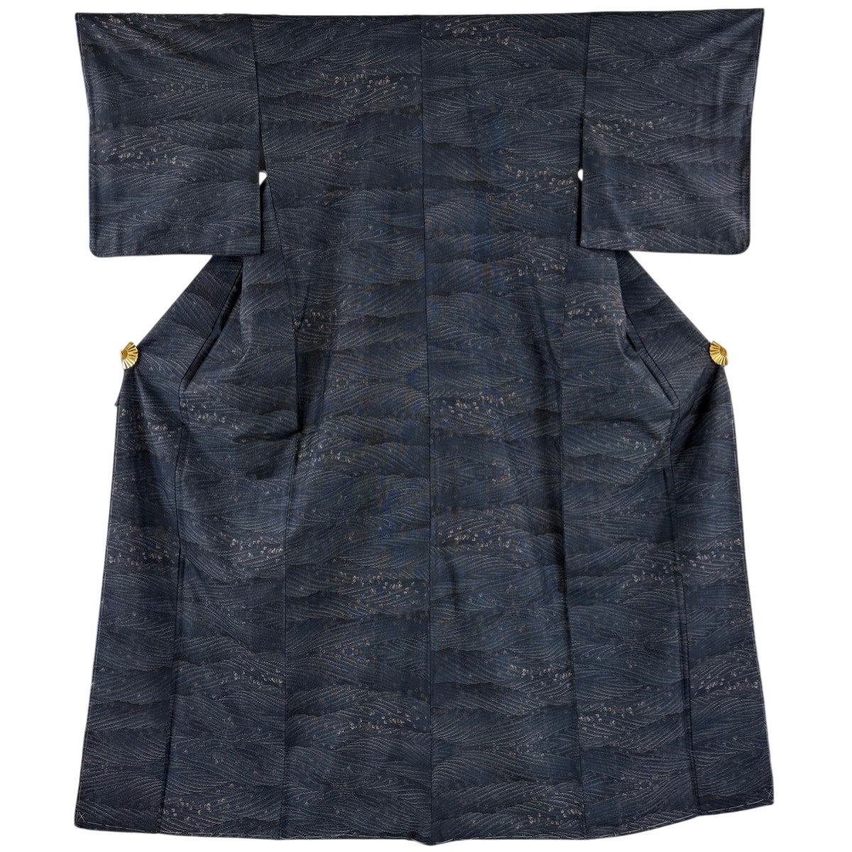紬 身丈161cm 裄丈64.5cm 正絹 秀品 【中古】 美品】 紬 身丈161.5cm 裄丈64.5cm M 袷 縦縞 幾何学模様 焦茶色 正絹