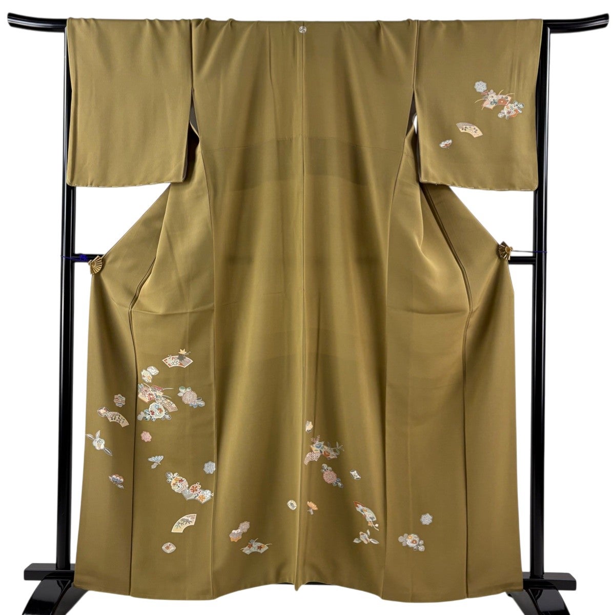 付下げ 身丈161.5cm 裄丈67.5cm L 袷 菊 菱文 刺繍 ぼかし 灰紫 正絹