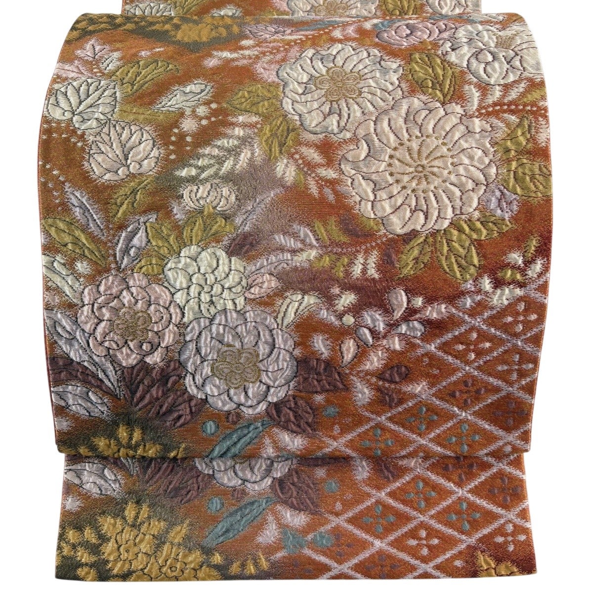 美品】 袋帯 秀品 やまと 辻が花柄 有職文様 金糸 箔 赤紫 六通 正絹