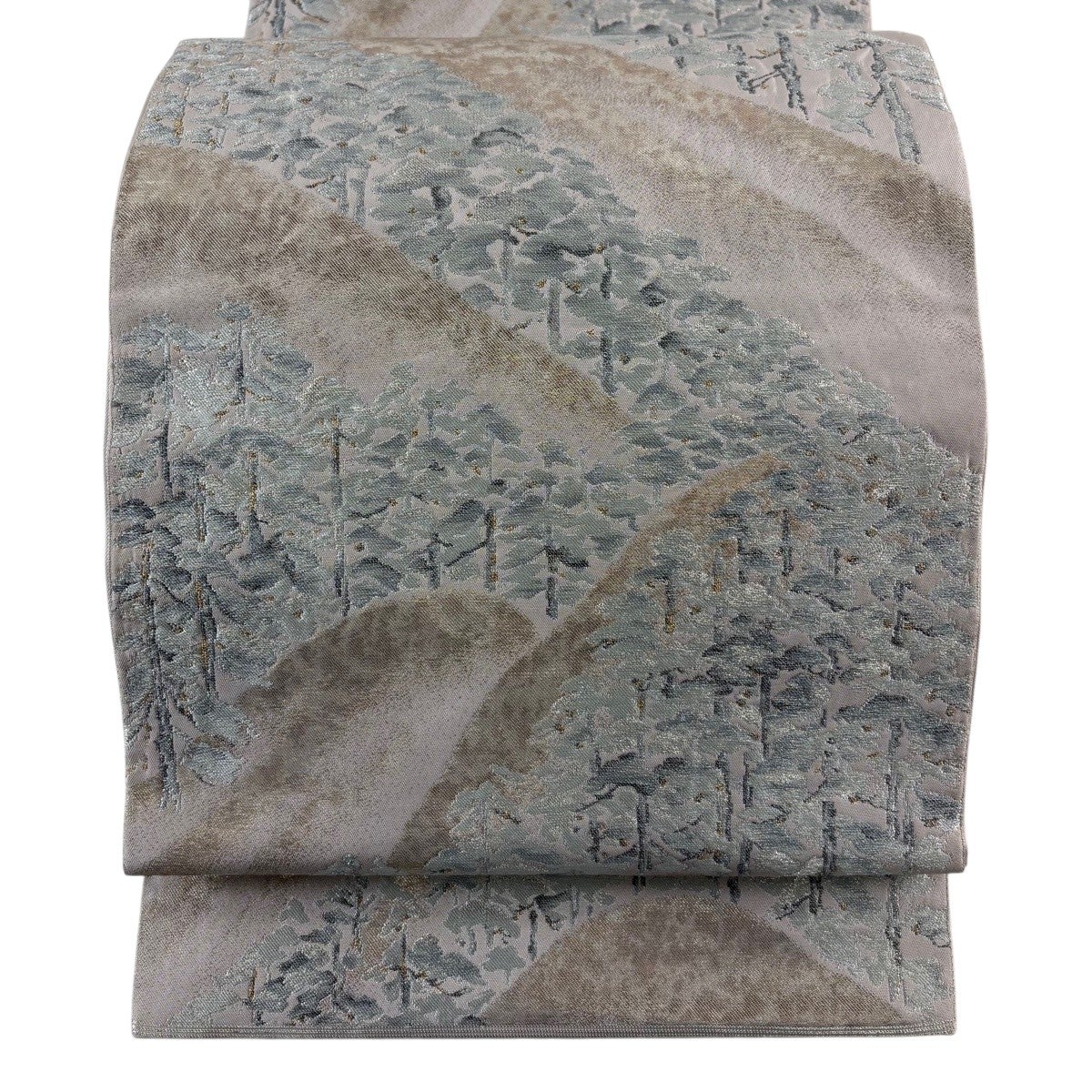 袋帯 秀品 川島織物 落款あり 関西仕立て 華文 鳳凰 金銀糸 箔 黄緑色
