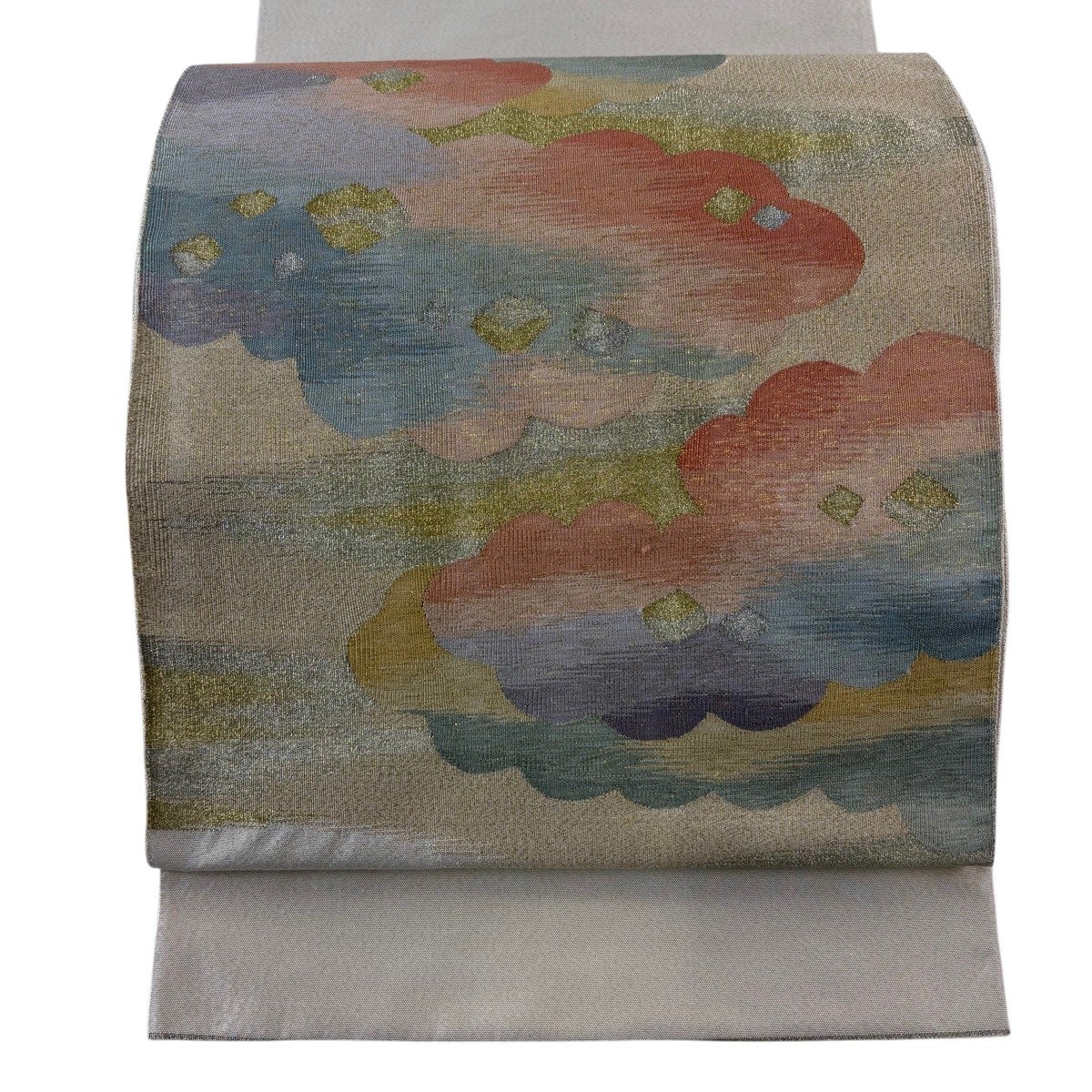 袋帯 秀品 雲文 霞 金銀糸 茶色 お太鼓柄 正絹｜中古・古着 