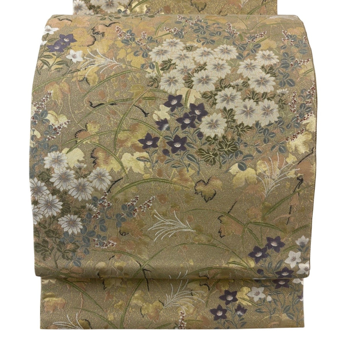 袋帯 秀品 夏帯 絽 秋草 箔 灰白 六通 正絹｜中古・古着・リサイクル