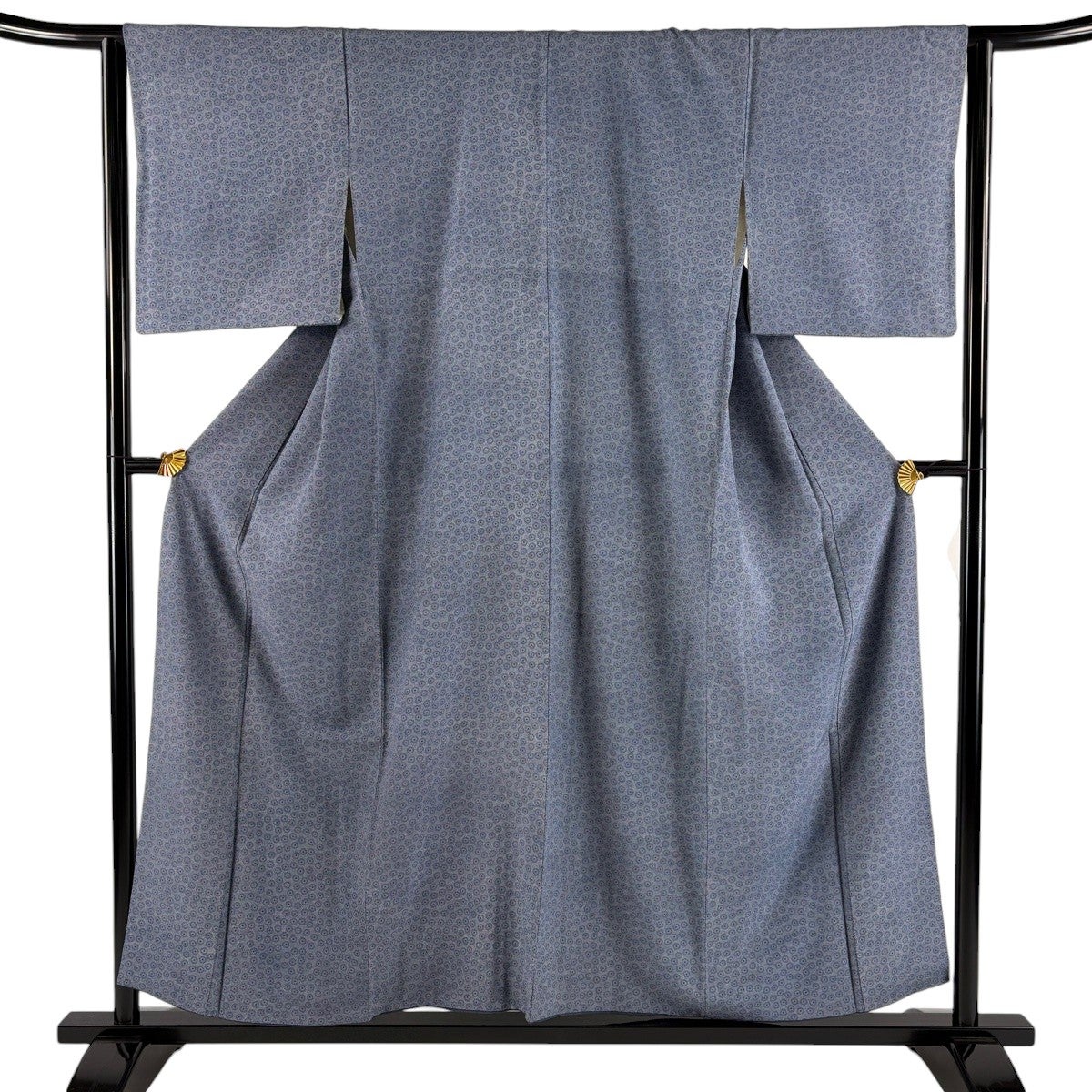 美品】 江戸小紋 身丈161cm 裄丈64cm M 袷 落款あり 葉 実 青灰色 正絹