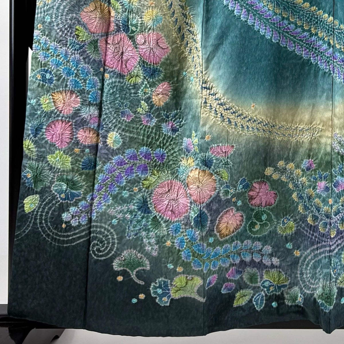 美品】 振袖 身丈159.5cm 裄丈63cm S 袷 辻が花 銀通し 金彩 青緑 正絹
