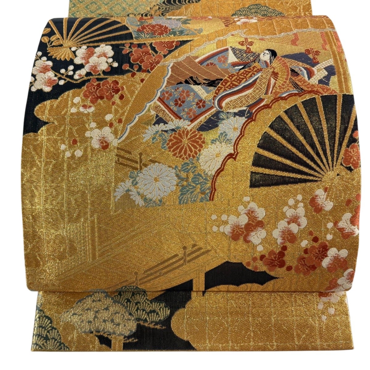 在庫一掃】 【美品】 袋帯 秀品 寿恵広華飾文 金糸 箔 金色 お太鼓柄