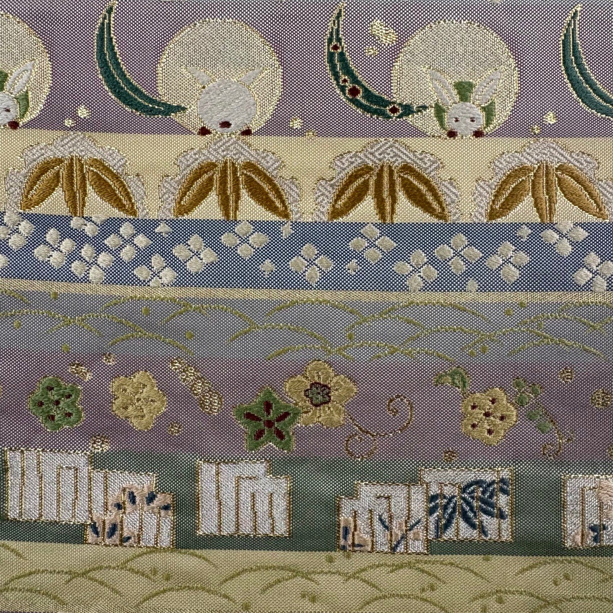 美品】 付下げ 身丈166cm 裄丈69cm L 袷 袋帯セット 草花 亀甲 金彩 金