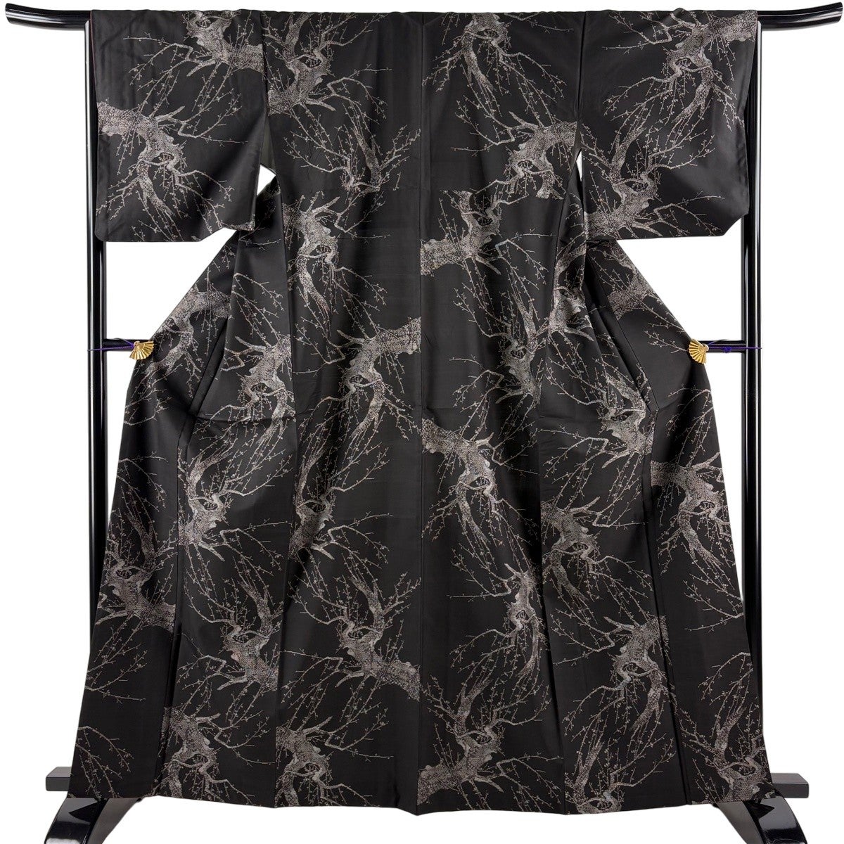 美品】 紬 身丈167cm 裄丈66cm M 袷 縞 墨色 正絹 逸品｜中古・古着